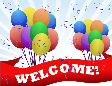 colorful Welcome balloons and banner illustration design