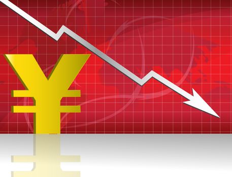 Yen Exchange. Business worries with Yen losing graph.