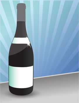 Bottle of red wine with blank labels