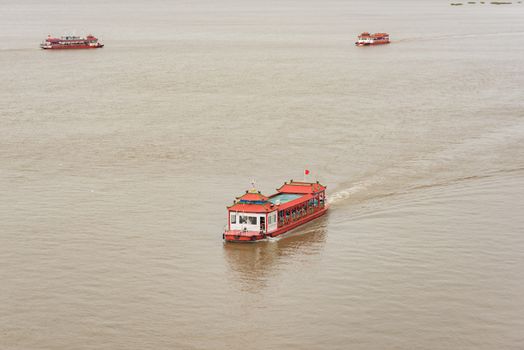 Pleasure boat on the river. River boat