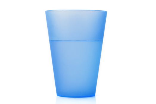 Plastic glass. Plastic cup with water on white background.