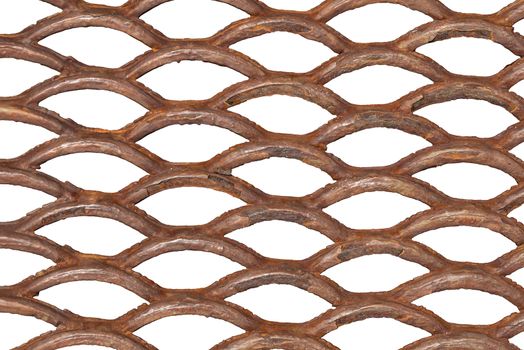 Rusty lattice isolate. Grid on white background