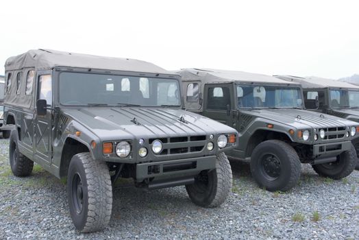 NAKHODKA, RUSSIA - May 16 2018: Row of hummer car