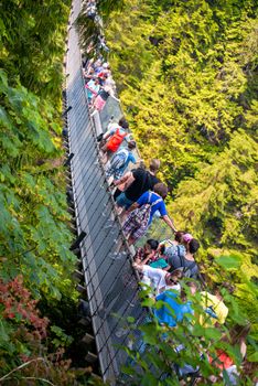 VANCOUVER, CANADA - AUGUST 11, 2017: Capilano Suspension Bridge is a fnamous tourist attraction.