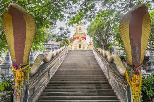 Stairs with snakes to Wat Sila Ngu temple, Jaidee (Chedi Sila Ngu) on Koh Samui, Thailand.