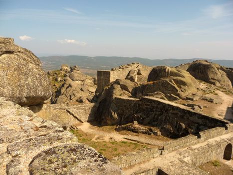 Old fort at Miradouro de Monsanto, village in Portugal. Travel and tourism.