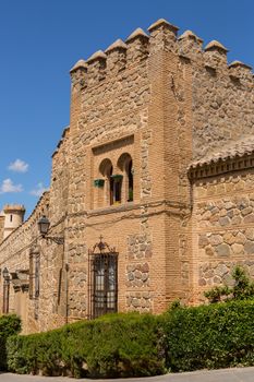 the medieval facade of the Palace de la Cava (16th century). Toledo, Spain