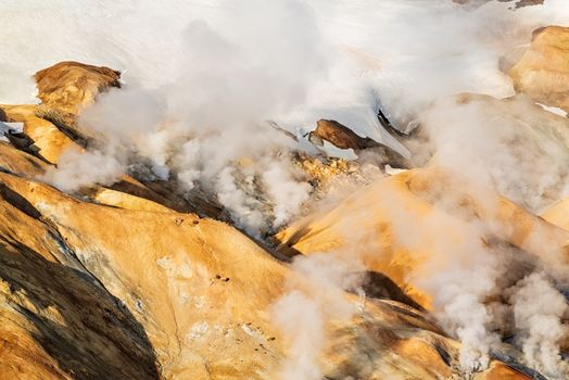 Sunrise in Kerlingarfjoll geothermal area in a sunny summer day, Iceland