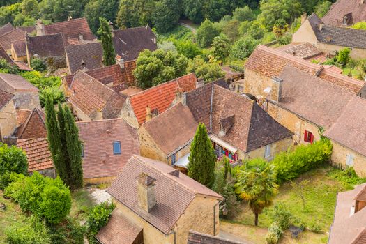 Village around Castelnaud-la-chapelle castle in Dordogne valley, Perigord Noir, France