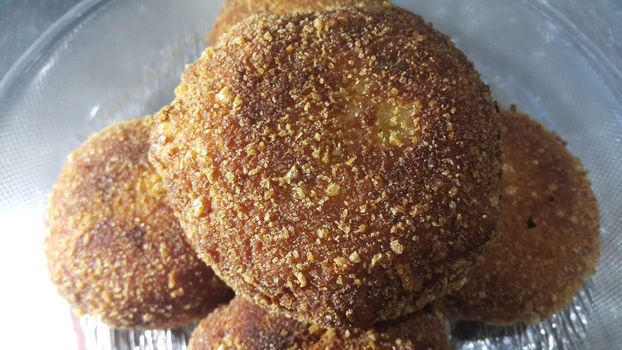 Closeup view of fried pizza bomb or pizza balls. Pizza bombs are delicious and tasty altered form of pizza.