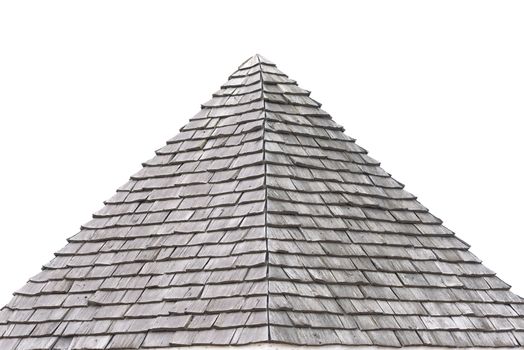 Tiled roof. Triangular roof made of shingles