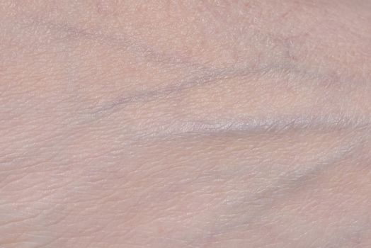 Veins on the skin. Human skin close-up