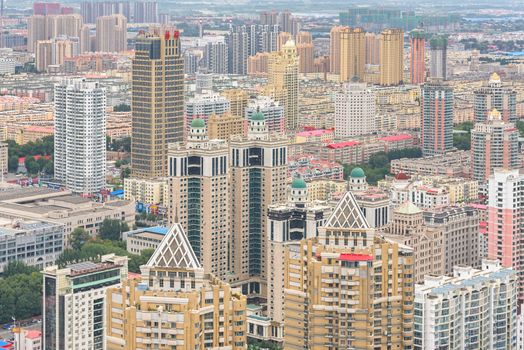 Harbin, Heilongjiang, China - September 2018: View of Harbin city. Cityscape of Harbin