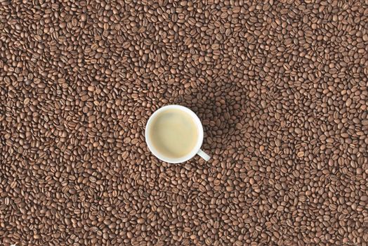 Coffee beans background. Top view of coffee beans