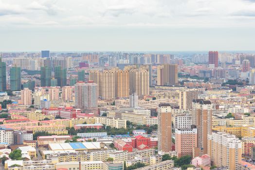 Harbin, Heilongjiang, China - September 2018: View of Harbin city. Cityscape of Harbin