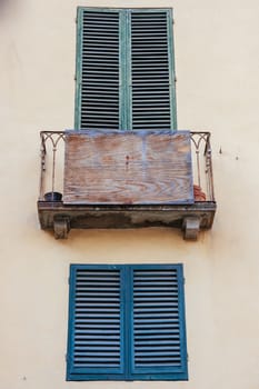 Beautiful historic architecture in old town Lucca Italy on a cool winter's evening