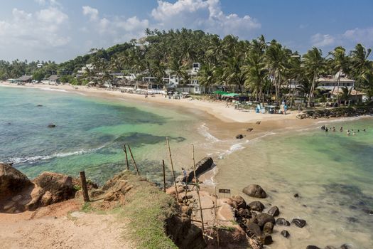 Beautiful Mirissa Beach in Sri Lanka. Turquoise water and paradise.