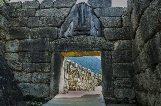 Gate of the lions of the ancient city of Mycenae