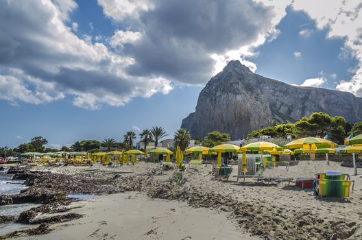 Tourist beach of San Vito lo Capo in the Sicilian Mediterranean