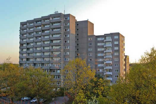 Block of flats, residential building, large building in Leherheide, Bremerhaven, Germany.