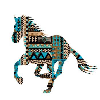 Ethnic motifs pattern ornate horse silhouette
