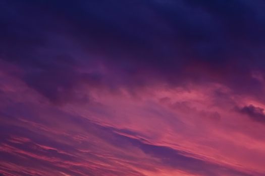 Incredible beautiful Sunset with cloud formations and colors in the sky.