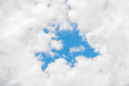 Clouds blue sky. Blue daytime sky, bright white clouds, sunny weather.