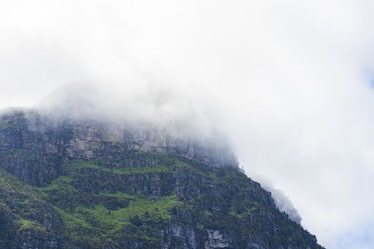 Mountains and clouds above Kirstenbosch in Cape Town, South Africa.