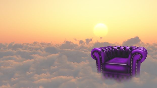 Armchair on a clouds. 3D rendering