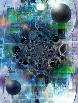 Modern abstract art. Planetary fractal. 3D rendering