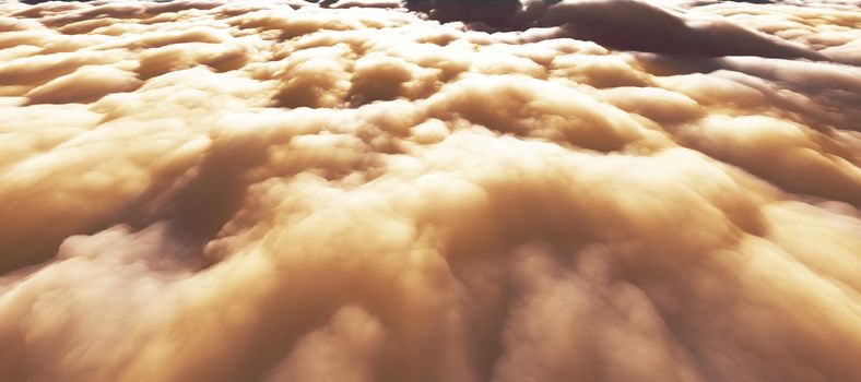 above clouds sun ray 3d render illustration