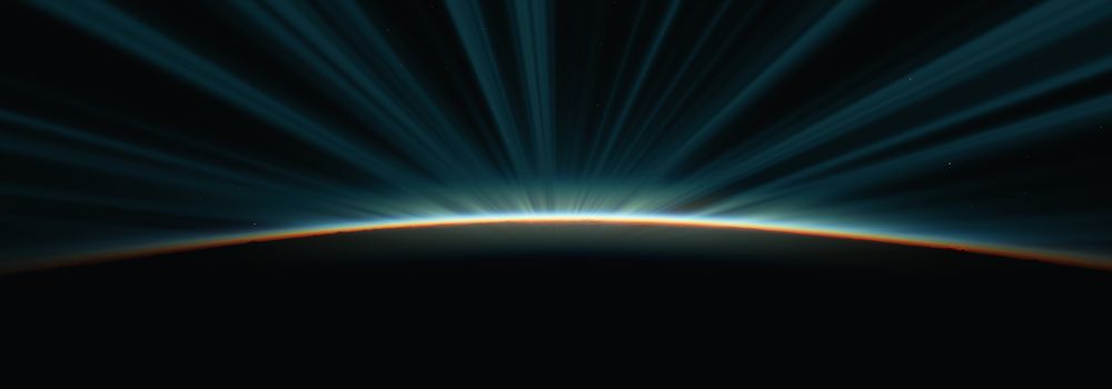 sunrise from space aurora, 3d rendering illustration