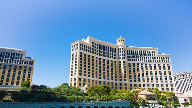 Las Vegas,NV/USA - Oct 10,2017: Fountains of Bellagio in Las Vegas. Fountains of Bellagio, which have featured in several movies, is a large dancing water fountain synchronized to music.