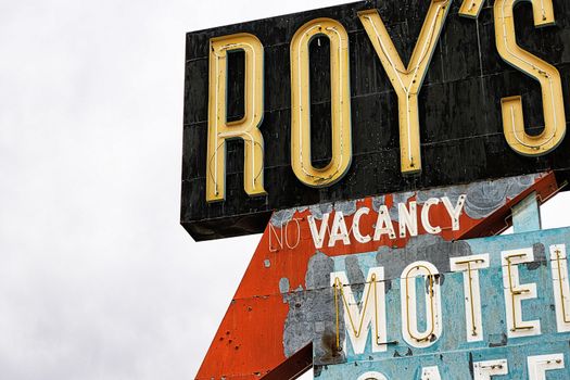 Amboy,CA/USA - Oct 27,2015 : Legendary Roy's Motel and Cafe on historic Highway Route 66.