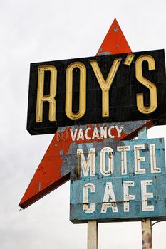 Amboy,CA/USA - Oct 27,2015 : Legendary Roy's Motel and Cafe on historic Highway Route 66.