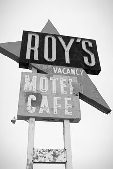 Amboy,CA/USA - Oct 27,2015 : Legendary Roy's Motel and Cafe on historic Highway Route 66.