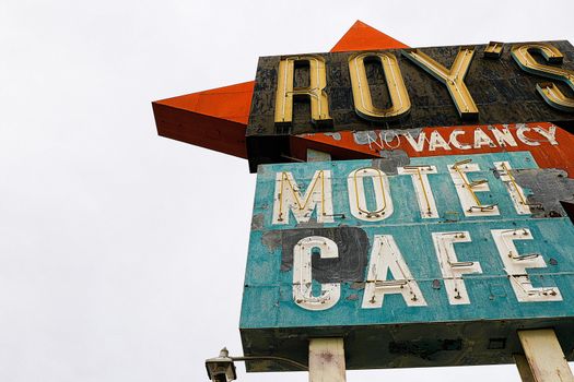 Amboy,CA/USA - Oct 27,2015 : Legendary Roy's Motel and Cafe on historic Highway Route 66.