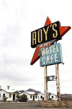 Amboy,CA/USA - Oct 27,2015 : Legendary Roy's Motel and Cafe on historic Highway Route 66.