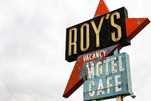 Amboy,CA/USA - Oct 27,2015 : Legendary Roy's Motel and Cafe on historic Highway Route 66.