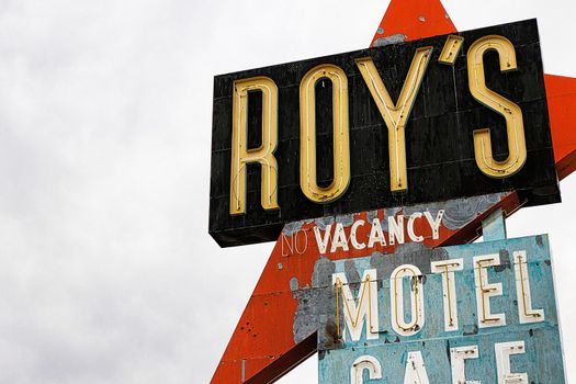 Amboy,CA/USA - Oct 27,2015 : Legendary Roy's Motel and Cafe on historic Highway Route 66.