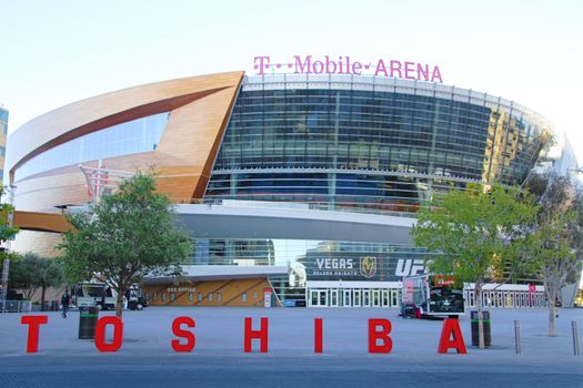 Las Vegas,NV/USA - Oct 29,2017 : Exterior view of the T Mobile Arena in Las Vegas. It is the home of the Golden Knights ice hockey team.