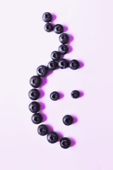 Creative bilberries composition ,light effect ,abstract photo , top view ,vertical composition ,studio shot  