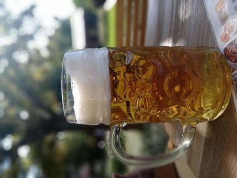 A pint of beer at the Bald Dam in Budapest in the first week of September. High quality photo