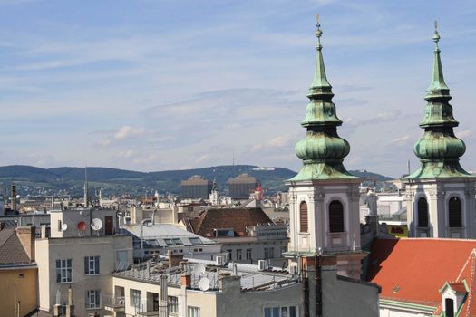 Vienna cityscape photographed from the roof . High quality photo