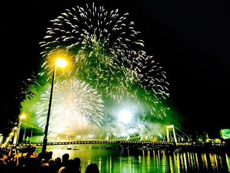 A group of fireworks in the sky. High quality photo