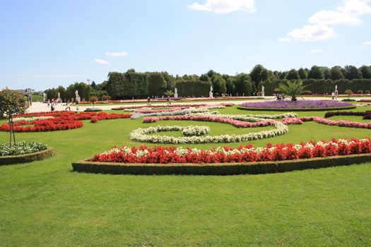 Beautiful flower garden of Schönbrunn Castle. High quality photo