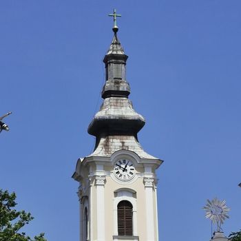 Church of Miskolc photographed from the main square. High quality photo