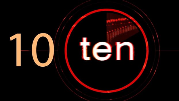 Number written as digit and in english text. Illustration of typography on black background.