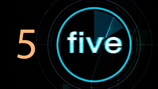 Number written as digit and in english text. Illustration of typography on black background.
