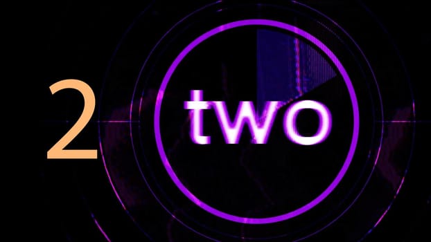 Number written as digit and in english text. Illustration of typography on black background.